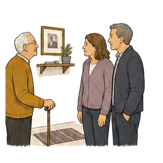 Illustration of a family noticing changes together